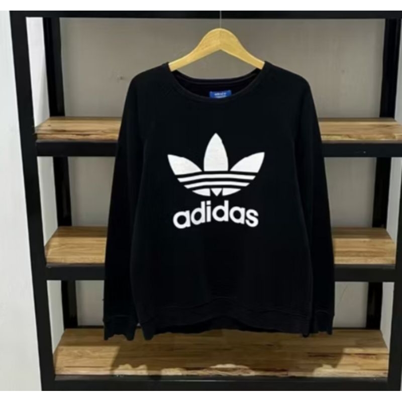 Crewneck adidas trefoil center big logo / cn adidas second / crewneck adidas big logo hitam