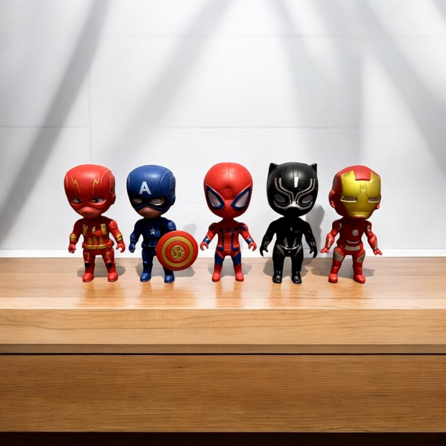 Mainan Anak AVENGERS iron man spiderman black panther captain amerika MINI ISI 5 PCS Robot Super Her