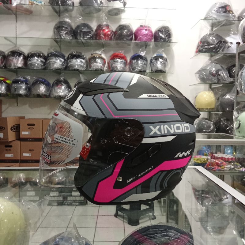 HELM NHK R1 MOTIF XINOID BLACK PINK DOFF ORIGINAL