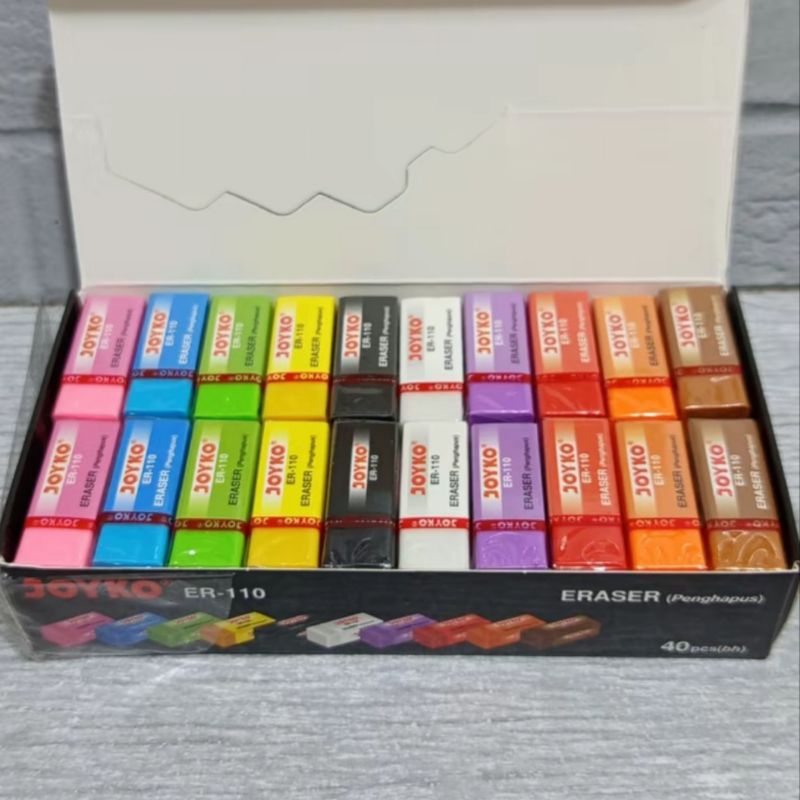 

promo 10pcs penghapus pensil joyko kecil#warna hitam, putih, dan multi warna