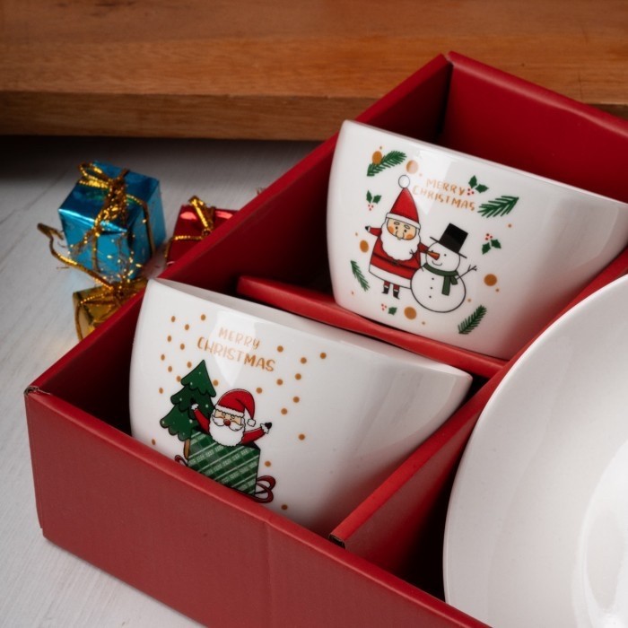 

Promo 7.7 Christmas Gift Bowl Plate set Paket Hadiah Natal 2 mangkok 2 piring keramik pakai tas