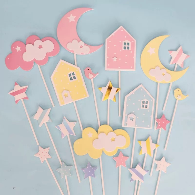 CAKE TOPPER KERTAS HAPPY BIRTHDAY tusukan dekorasi alat perlengkapan kue ulang tahun ultah birthday 