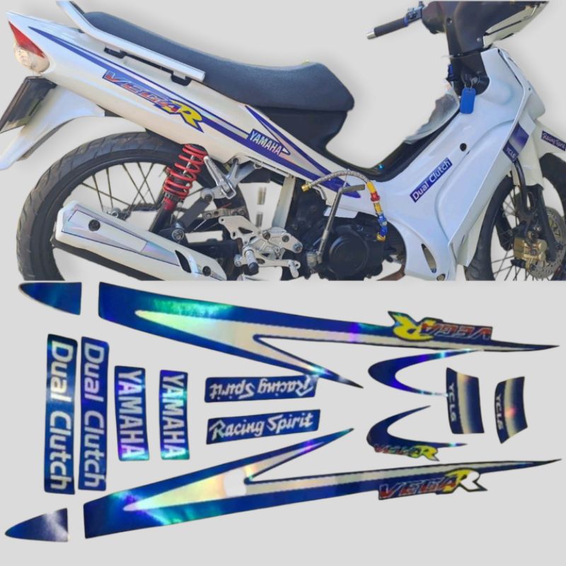 Striping Sticker Motor Yamaha Vega r Lama Custom Ss Two Malaysia Biru Putih Printing Cutting Tahan P