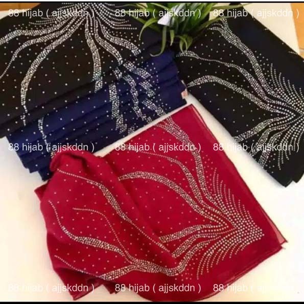 Jilbab-Segi Empat Payet - Hijab Pesta - Kerudung Segi Empat - Jilbab Segi Empat Warna - Kerudung Seg
