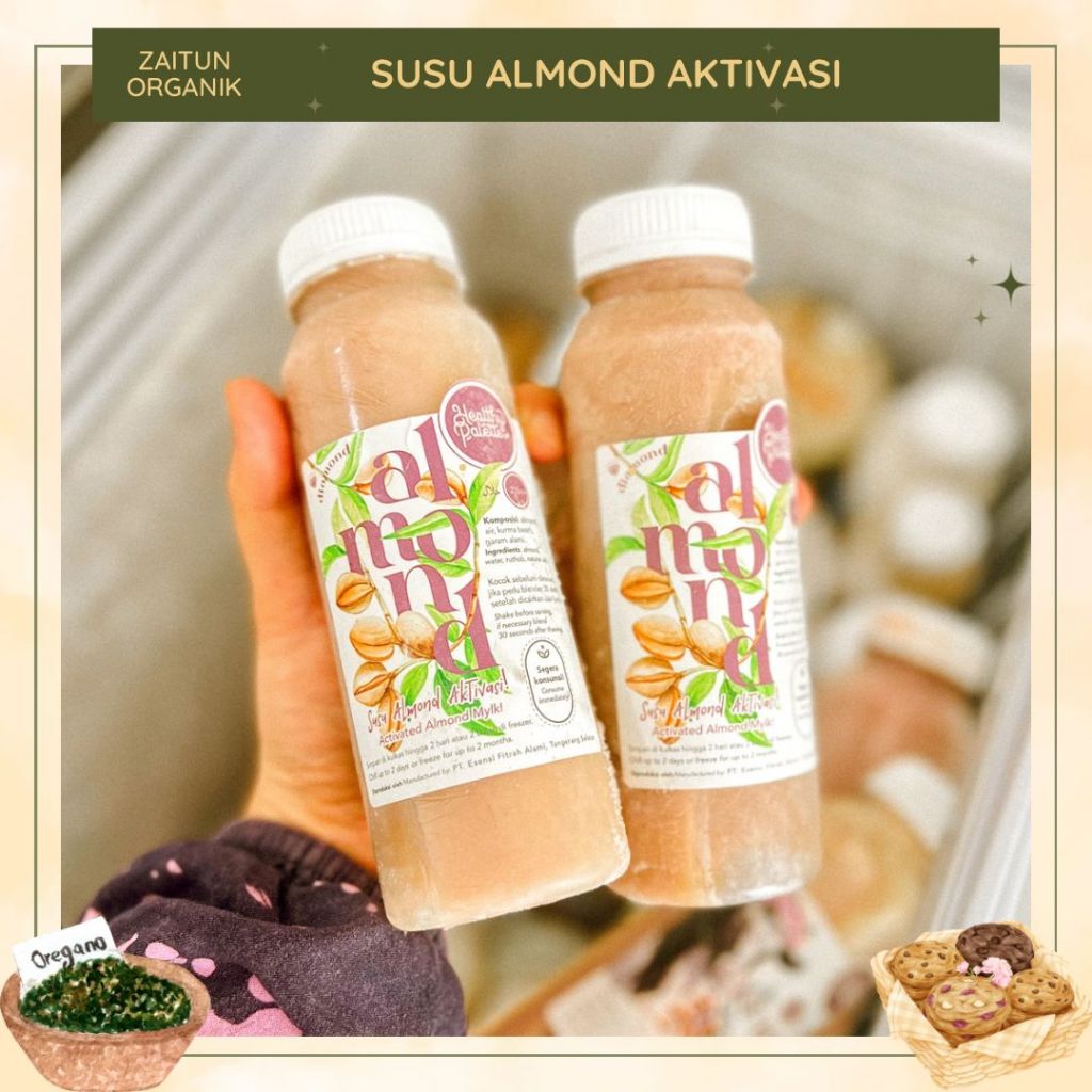 

Susu Almond Aktivasi | Activated almond mylk | Susu Almond | 215 ml | 485 ml | Healty Pallete |
