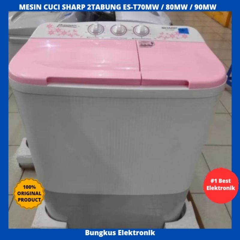 MESIN CUCI SHARP 2 TABUNG 7 KG ES-T70MW 7kg / ES-T80MW 8kg / ES-T90MW 9kg