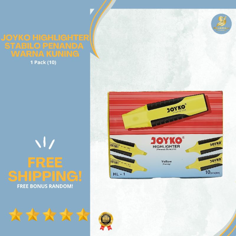 

Joyko Highlighter Stabilo Penanda (6 Pcs & 12 Pcs) | Warna Kuning | HL-1