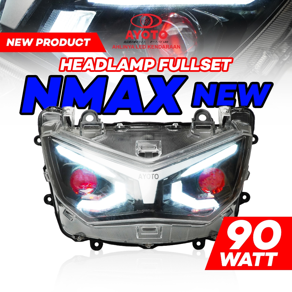 FULL SET HEADLAMP NEW NMAX PLUG & PLAY 90 WATT LED MATRIX 1.5 INCHI RUNNING SEIN & WELCOME LIGHT