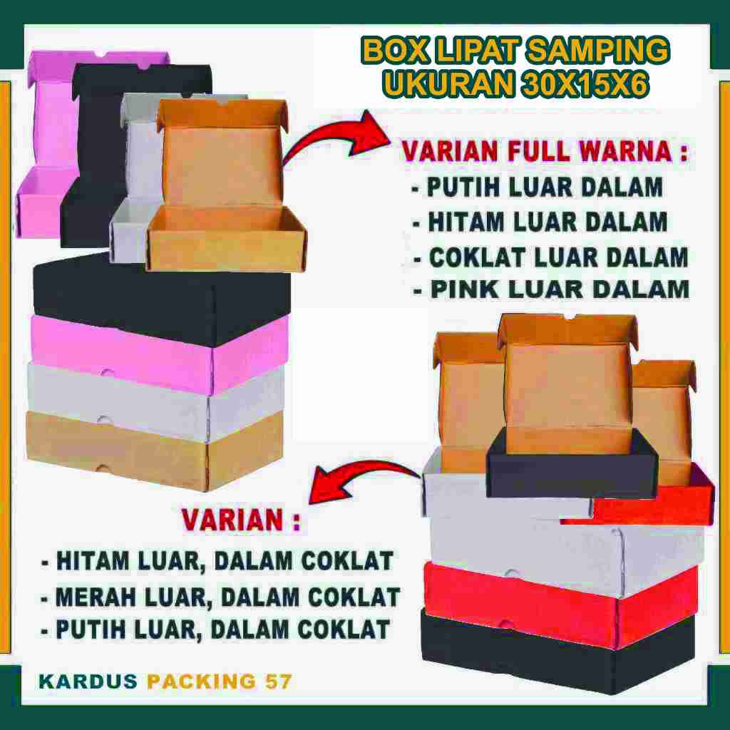 

(PAKET 5PCS) BOX 30X15X6 CM / BOX LIPAT SAMPING/ KARDUS POLOS