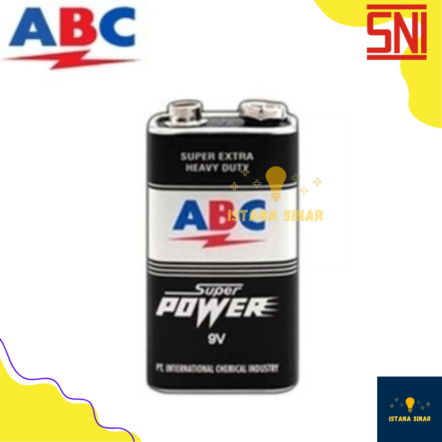 Baterai ABC  9v Super Power 6F22 - Battery Batere Batre Batrai 9 volt Kotak