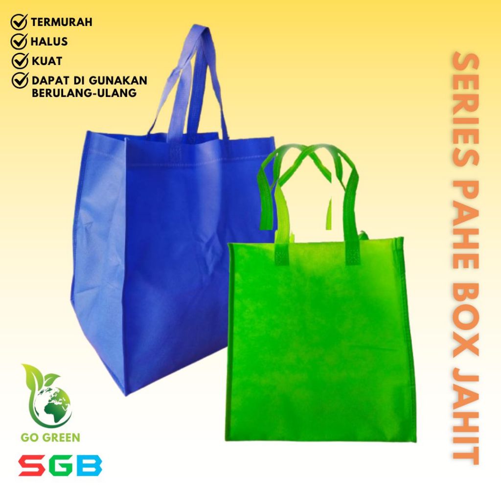 

1 LUSIN Tas Spunbond PAHE BOX JAHIT 30x30x30 / 37x36x27 / 32x32x32 ketebalan 65 gsm / Goodie Bag Besek
