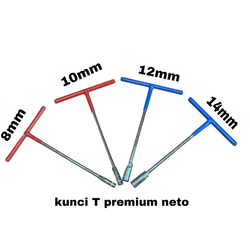 kunci sock T kunci T chrome gagang karet premium (model tekiro) uk 8,10,12 dan 14 merah biru high qu