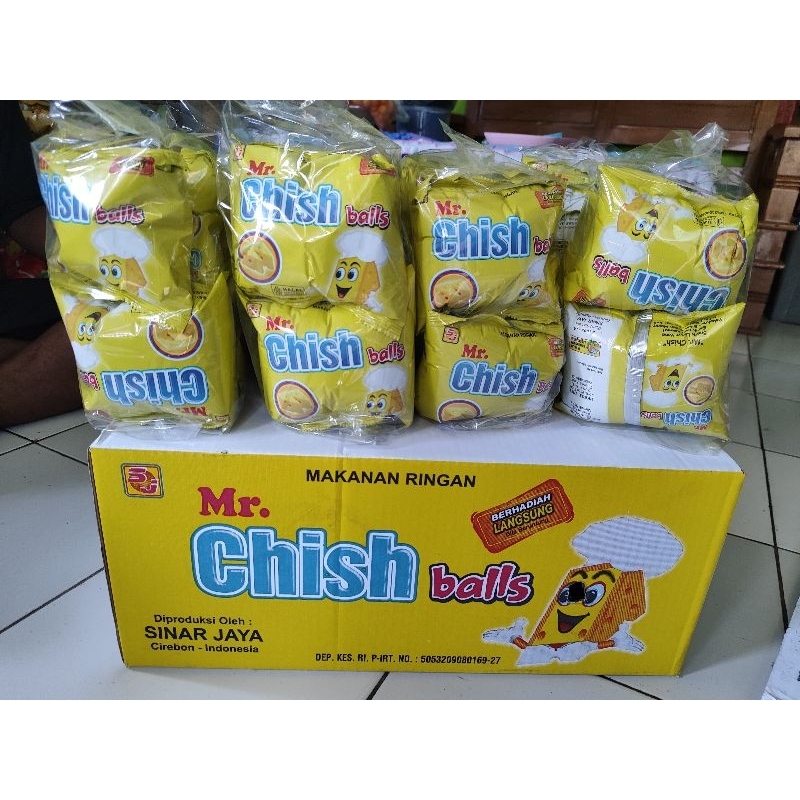 

Chiki viral M.r Chish balls berhadiah uang tunai 1pack( isi 10pcs)