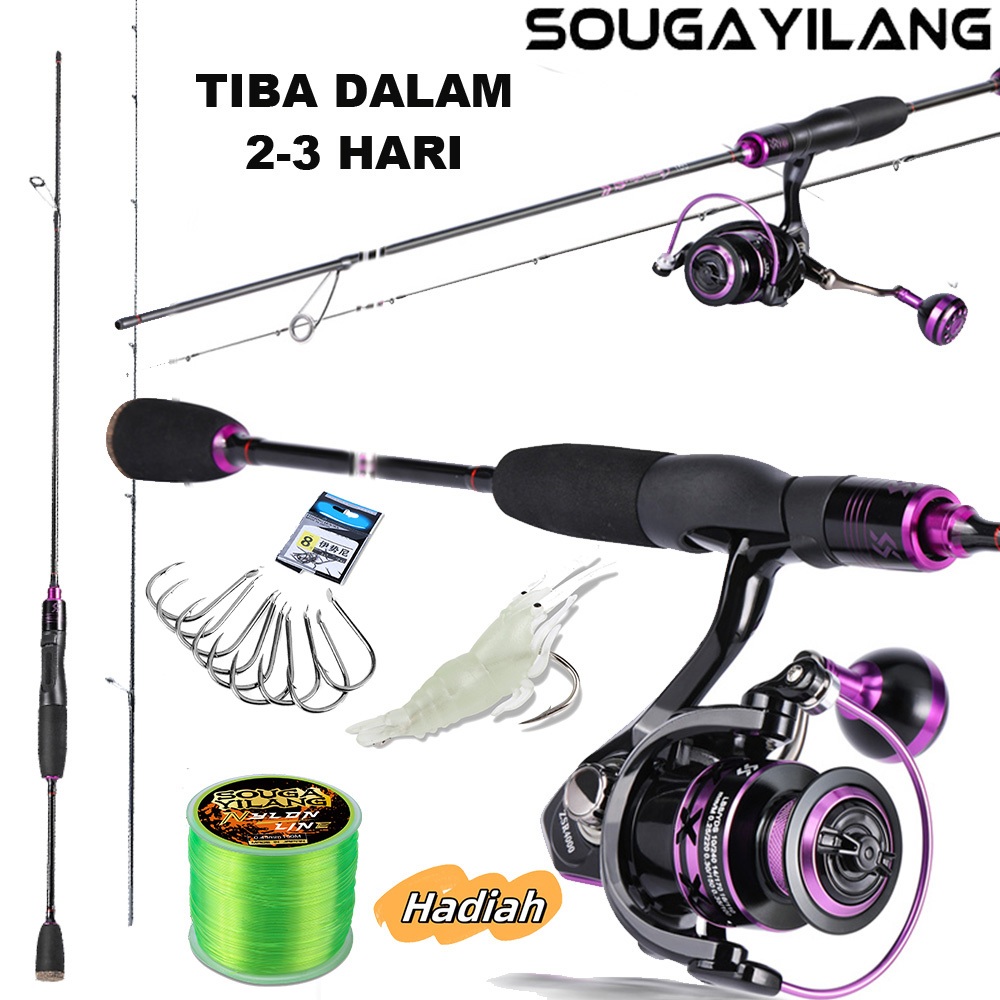 Sougayilang Pancingan Set Lengkap Joran Pancing 1.8m 2.1m Dan Reel Pancing 2000-5000 Joran Spinning 