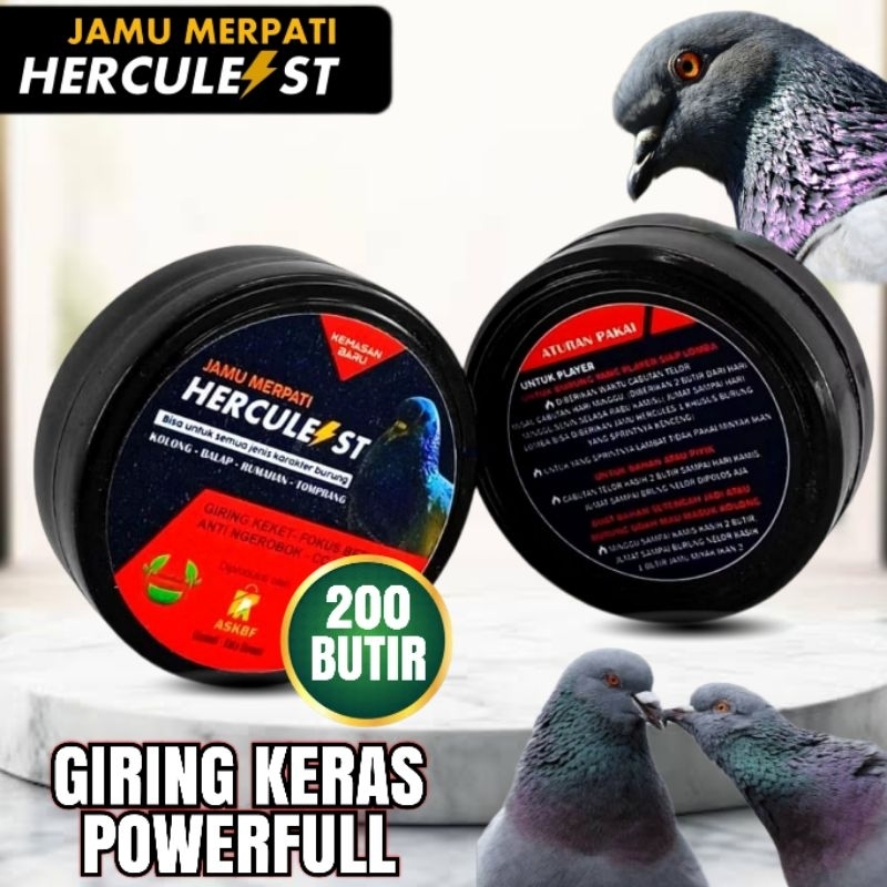 Jamu Merpati Kolong Herculest isi 200 Butir ,Stabil ngolong CC Tambah Dorr ,Giring Super Keket,JAMU 