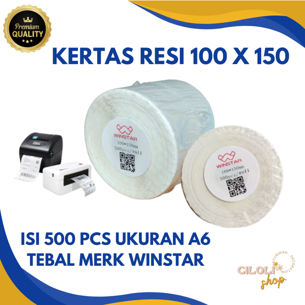 

Kertas sticker label thermal 100x150 MM isi 500 pcs roll dan lipat