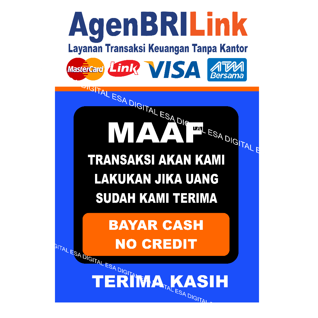 

STIKER BRILINK BAYAR CASH NO CREDIT