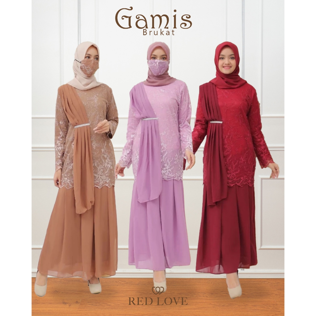 Redlove - Gamis / Baju Muslim Kebaya Selendang Tile Mutiara / Kebaya Modern