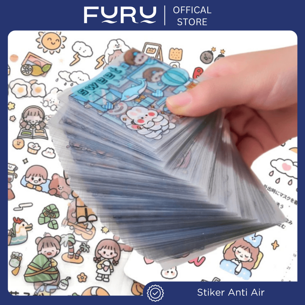 

FURU Isi 1 Lembar Stiker Anti Air Lucu - Sticker Waterproof Aesthetic