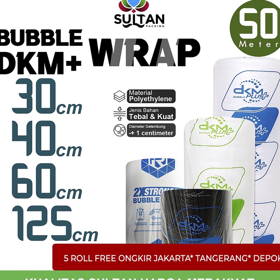 

Pilihan BubbleWrap DKM PLUS 5cm Plastik Bubble Wrap PREMIUM EKONOMIS ROLL