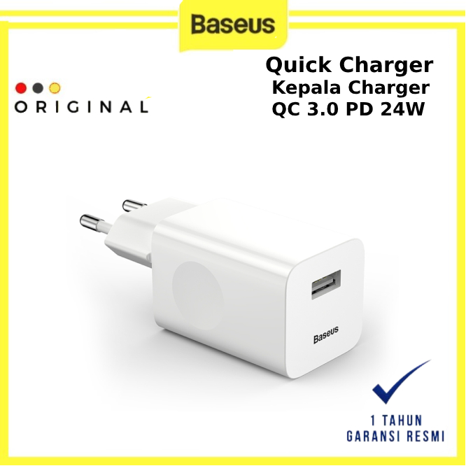Baseus Quick Charger (EU) White 24W - BASEUS ORIGINAL ( CODE 10079 ) / FAST CHARGER BASEUS / FAST CH