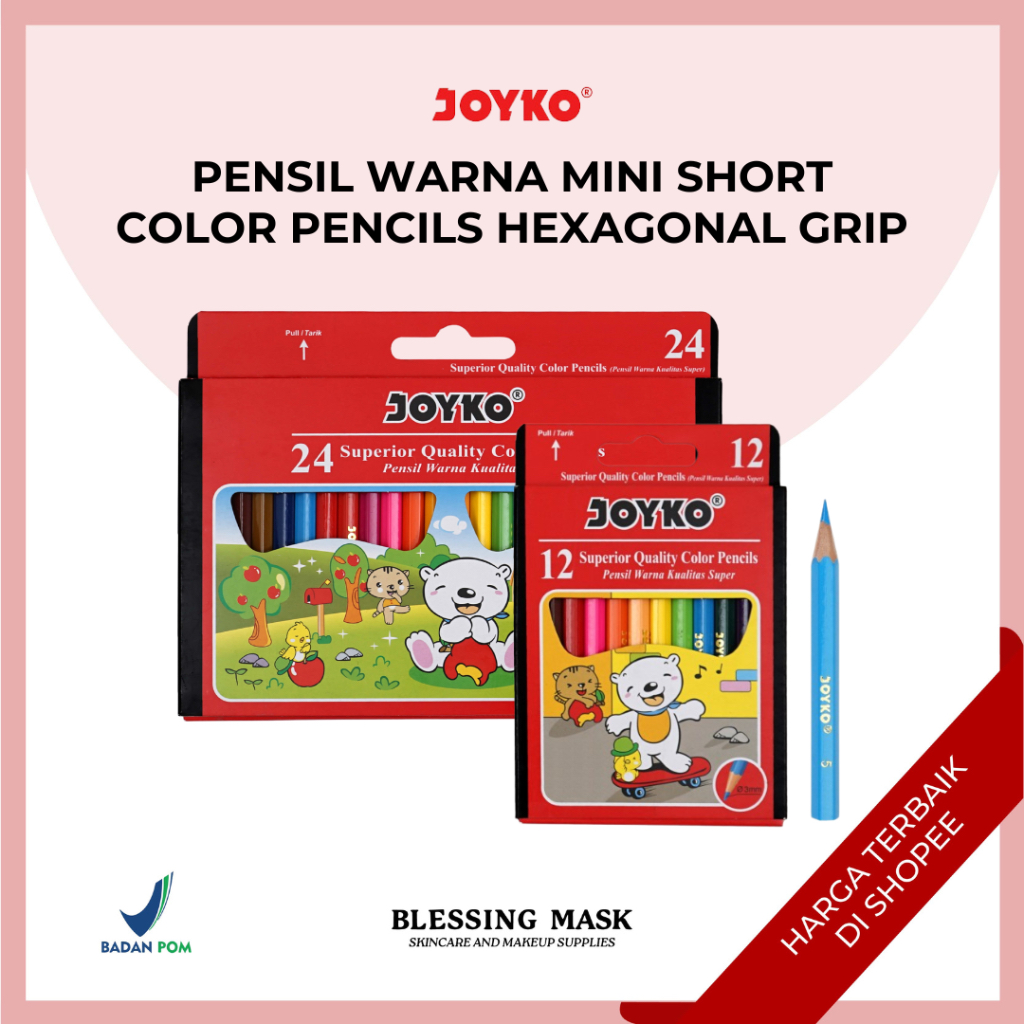 

JOYKO Color Pencil | Pensil Warna Mini Short Color Pencils Hexagonal Grip CP-S12 | S24 | ATK Blessingmask