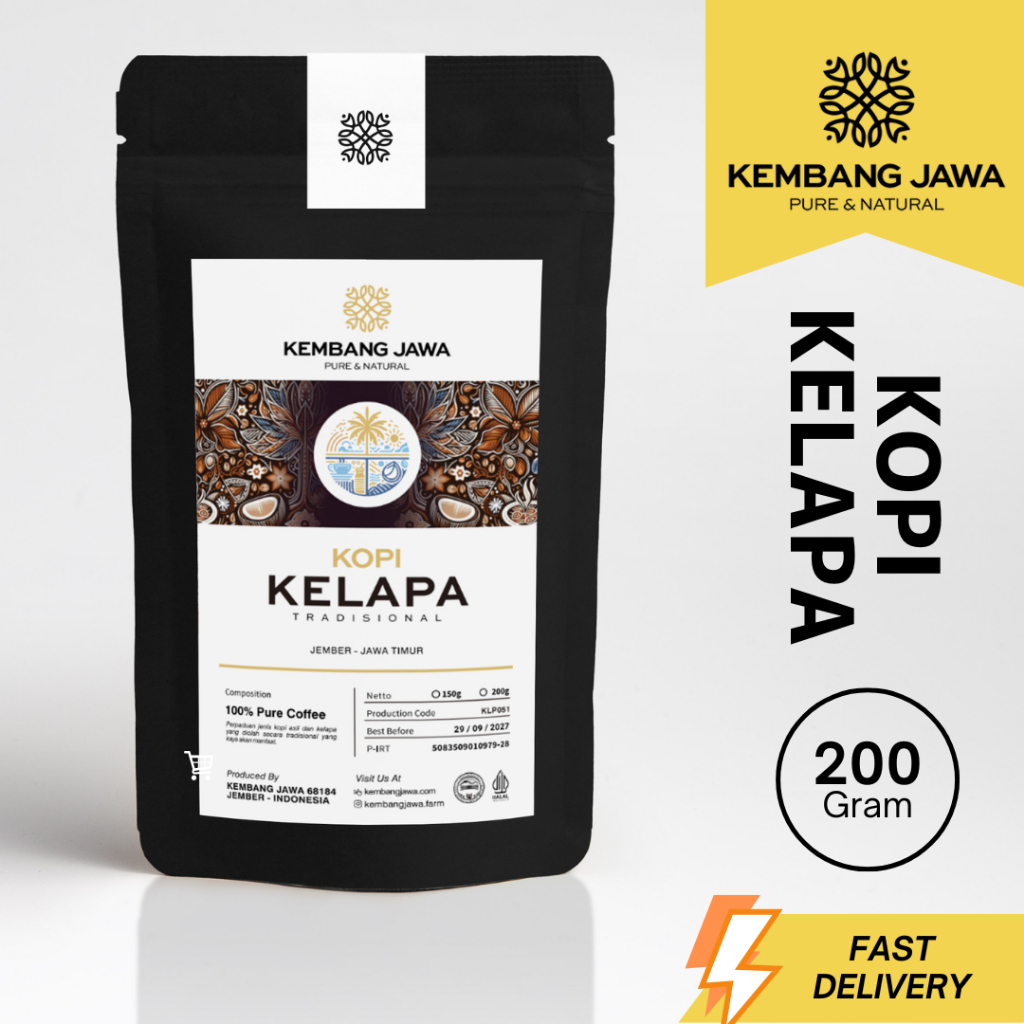 

Kembang Jawa Bubuk Biji Kopi Kelapa Robusta Coffee 200 Gram