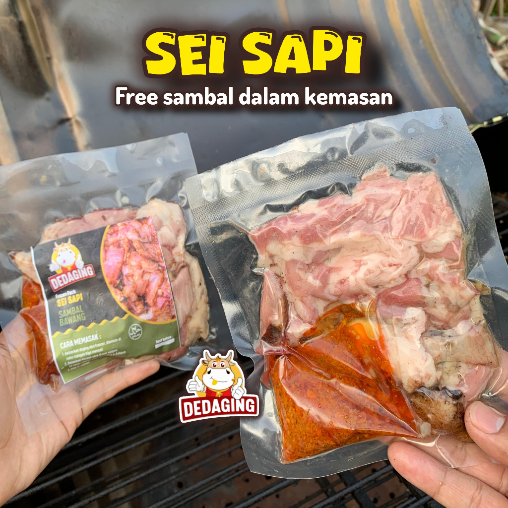 

Sei Sapi Daging Asap DEDAGING Premium 130gr Extra Sambal Oseng Merecon