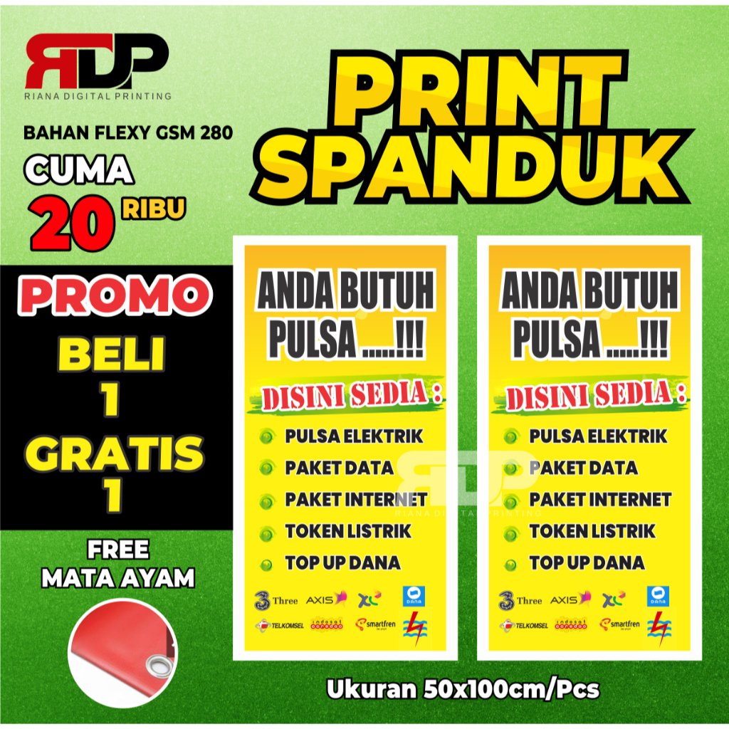 Banner Konter Pulsa Mura /Banner Toko Celluler Cetak spanduk murah, cetak spanduk konter pulsa
