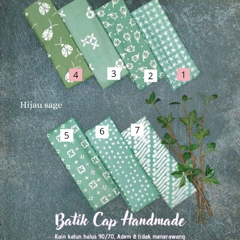 kain batik cap warna hijau sage