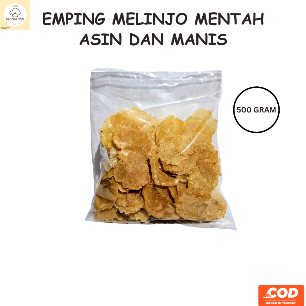 

Emping Melinjo Mentah Rasa Asin dan Manis Kemasan 500 Gram Siap Goreng