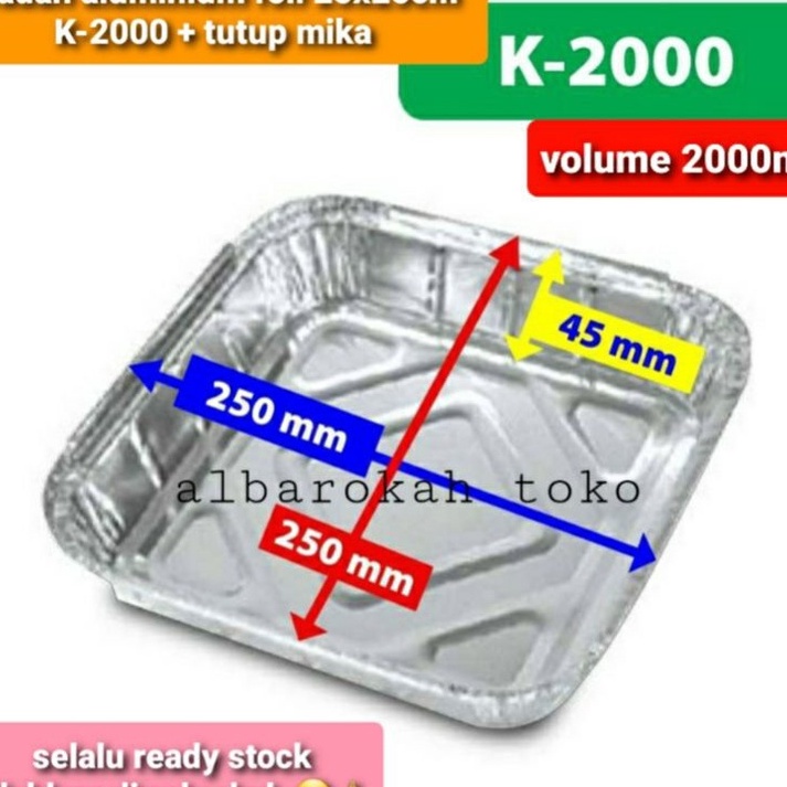PROMO TERPOPULER Wadah aluminium foil 25 x 25 cm  loyang aluminium kotak  lid mika bening
