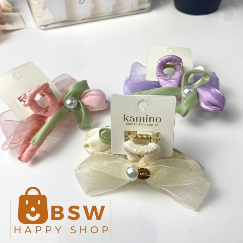 Jepit bunga tulip mutiara mewah jepitan style korea premium murah jedai rambut lucu flower