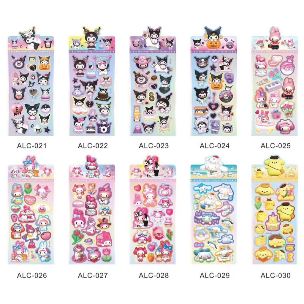 

Stiker Goo Card Jurnal Viral Laser Hologram Glossy SANRIO KUROMI MELODY POM KITTY CINAMONROLL TWINKLE LITTLE STAR