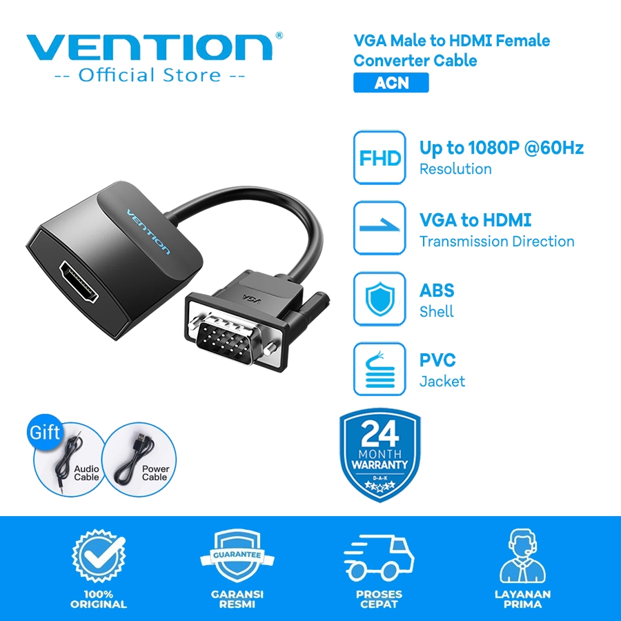 Vention ACN Adapter Converter VGA Male to HDMI Female