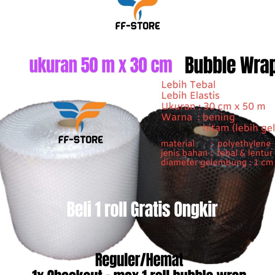 

Termurah 5Mx3CM Bubble Wrap Hitam Bening Roll 3 cm x 5 m Tebal Premium Ekonomis Gosend Grab Bandung