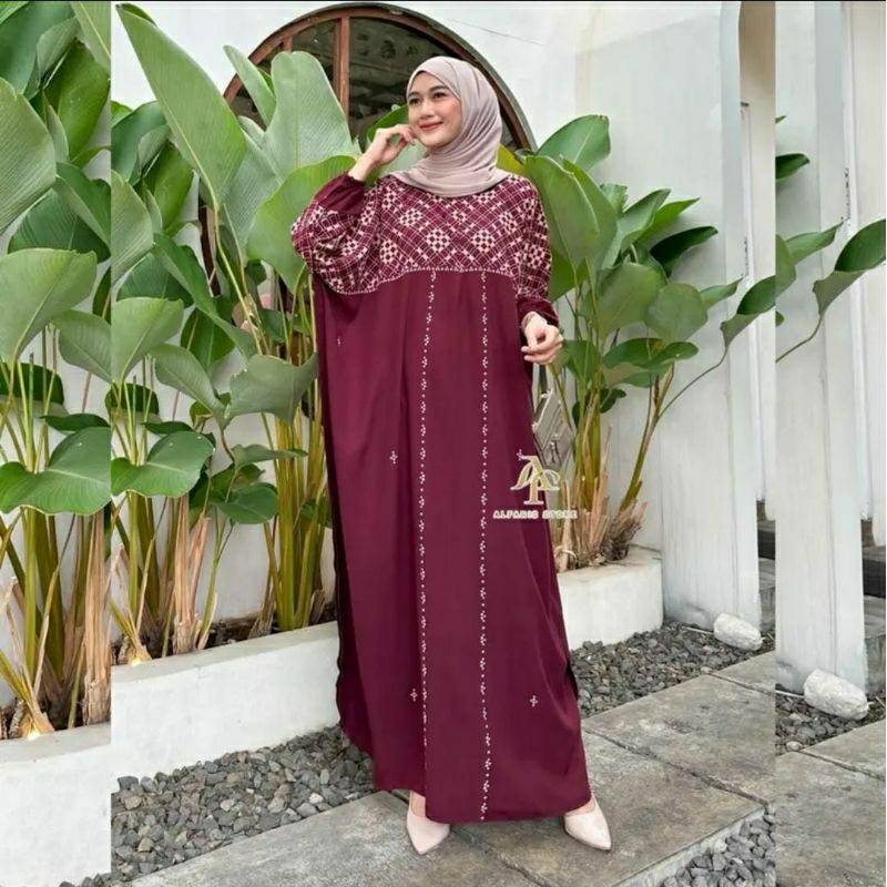 Kaftan Safira Jumbo Maksi Kaftan Rayon Premium Busui Motif Batik Kotak-kotak Sultan Daster Kaftan Gr