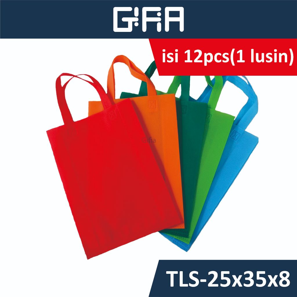 

Isi 12pcs (25x35x8) Tas Spunbond / Tas Kain / Goodie Bag / Tas Souvenir / Kantong Souvenir