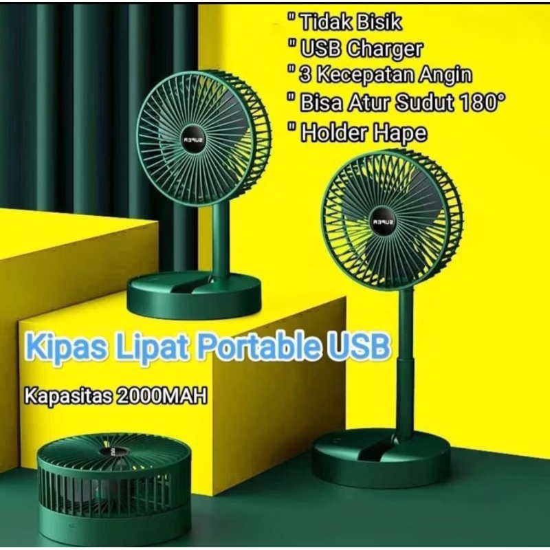 kipas angin lipat portable usb charger 3 kecepatan hokistore