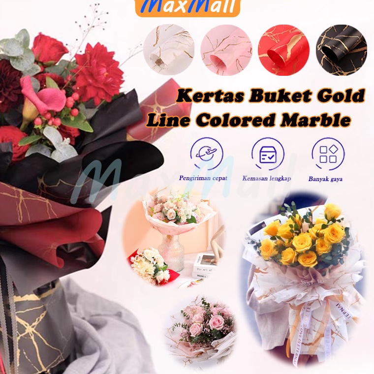 

Pusat Irit 58 x 58CM 2PCS Cellophane Kertas Buket Motif Marmer Emas Bunga Florist Flower Wrapping Marble Marble Cellophane Wrapping Paper Kertas Bunga