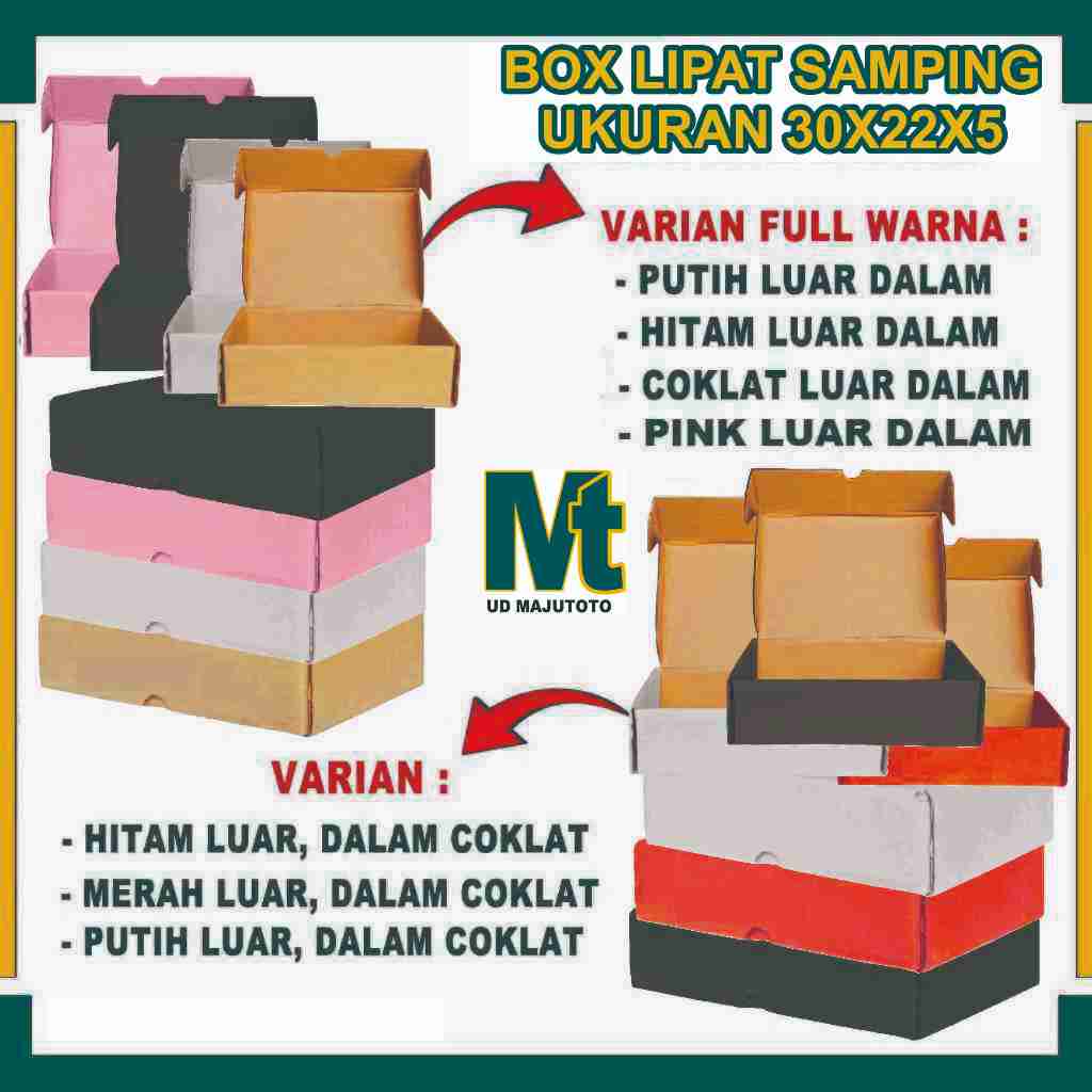 

(PAKET 5 PCS) Box 30x22x5 Cm / Box Lipat Samping / Kardus Polos