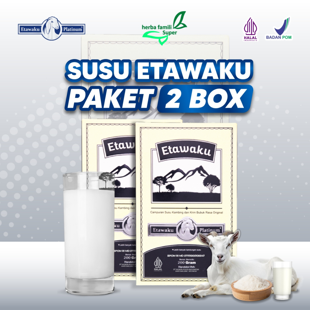 

2 Box ETAWAKU PLATINUM Susu Etawa Murni dan Krimer Bubuk Untuk Pernafasan | Tulang | Sendi | COD