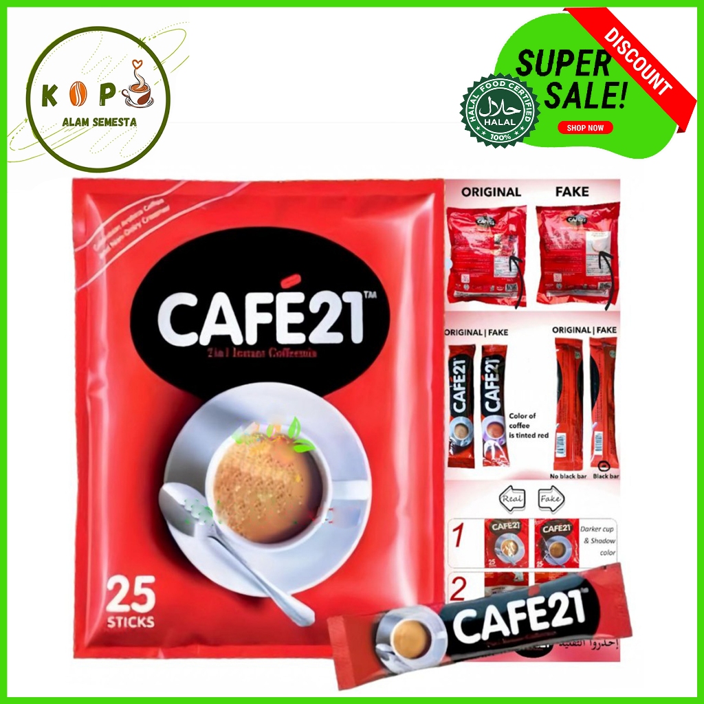 

CAFE 21 Instant Coffee Mix 2in1 25 Sachets x 12gr Kopi 2in1 Instant