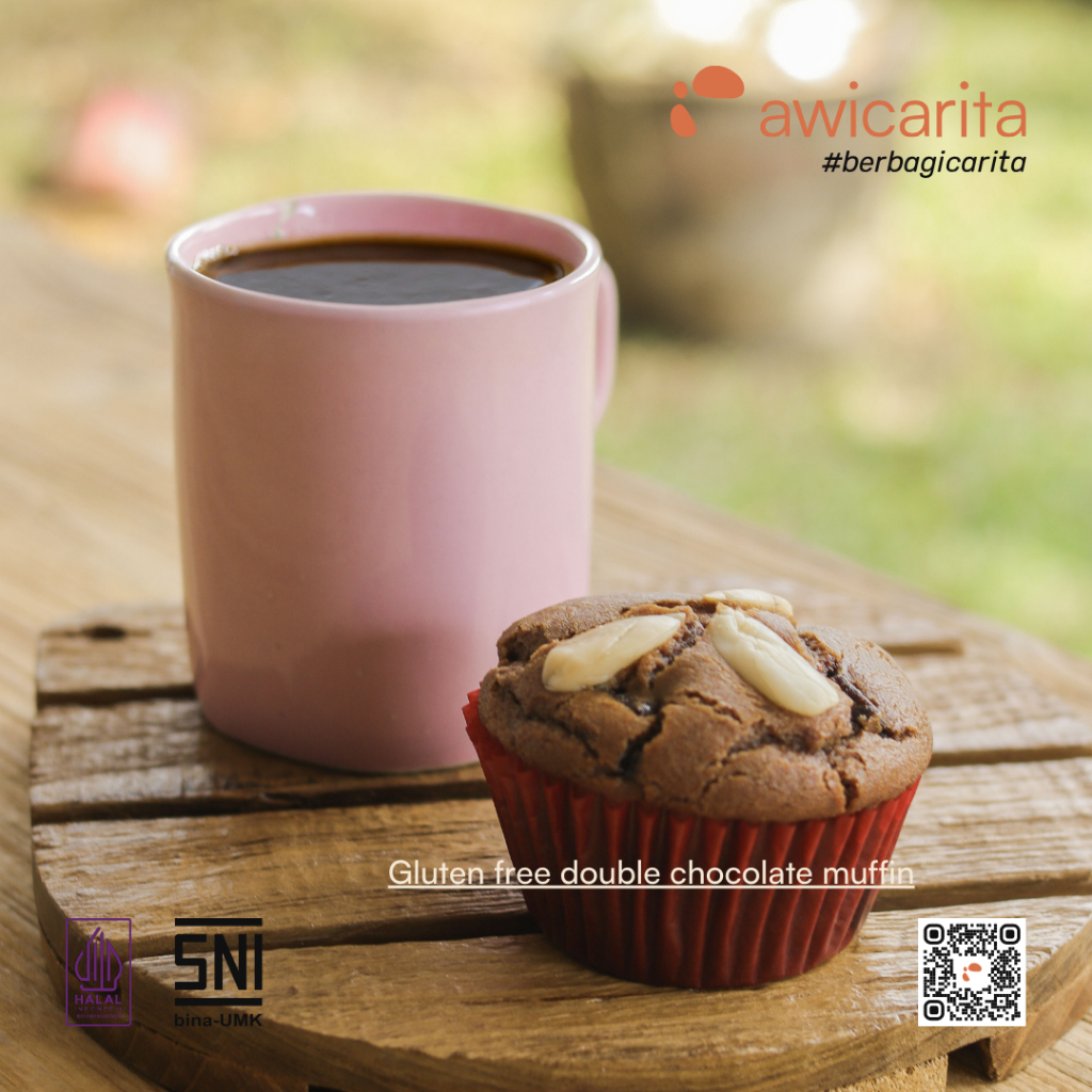 

Awicarita Gluten-Free Double Chocolate Muffin - kemasan boks isi 1/2 lusin