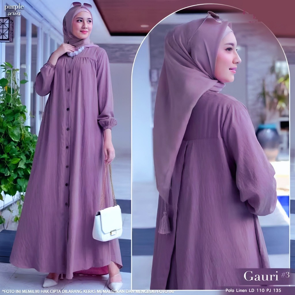 Gamis Gauri Dress Crinkle Airflow Premium Diamond Maxi Busui
