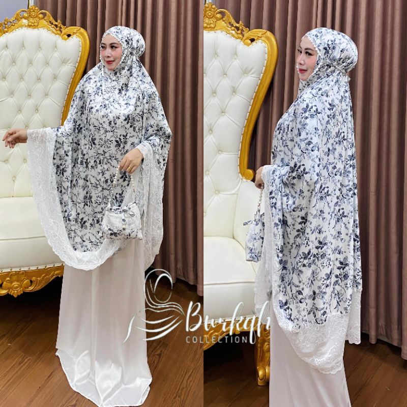 MUKENA DEWASA/MUKENA RENDA BESAR/MUKENA  BAHAN RAYON PERMIUM/MUKENA MOTIF BUNGA'