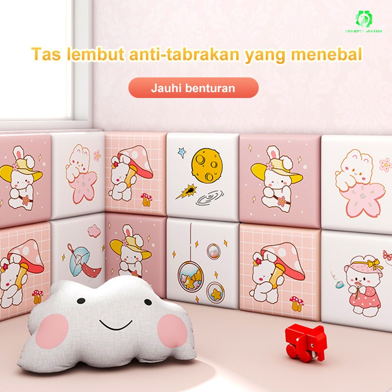 Wallpaper Dinding Foam Aesthetic Kamar Tidur Anak【34CM*34CM】Tahan Air Stiker Dinding Headboard Bed K