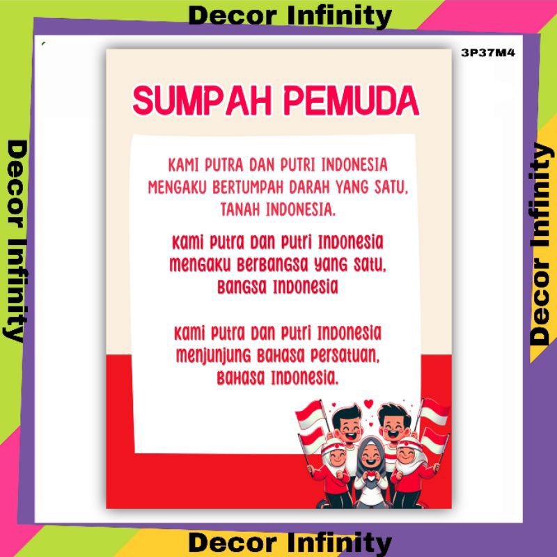 Poster dinding SUMPAH PEMUDA poster dinding sekolah edukasi belajar siswa