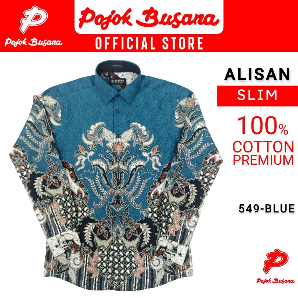 Pojok Busana Alisan Kemeja Lengan Panjang Batik Pria Slim Fit Art 549