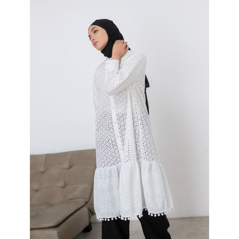 SALE ‼️ NEW Atasan Tunik Wanita Camira Tunic Off White by ALEZA LABEL Size s